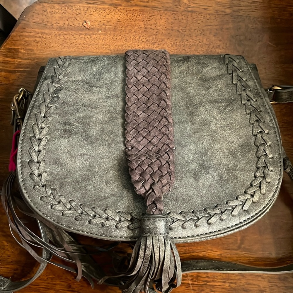 Steven by Steve Madden gray fringe purse